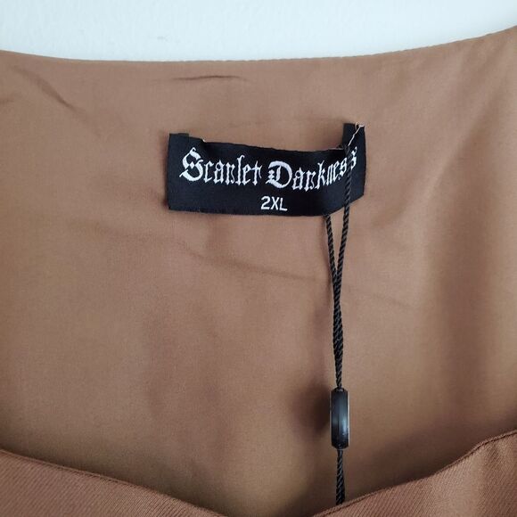Scarlet Darkness brown Sleeveless Lace-up U-Neck High-Lo Corset Vest size 2XL - Picture 2 of 8